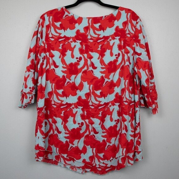 Soft Surroundings Siesta Key light blue and red tunic top-M - Picture 5 of 5